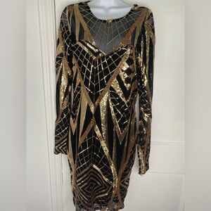 Lilian NWT Elegant Black and Gold Sequin Dress
